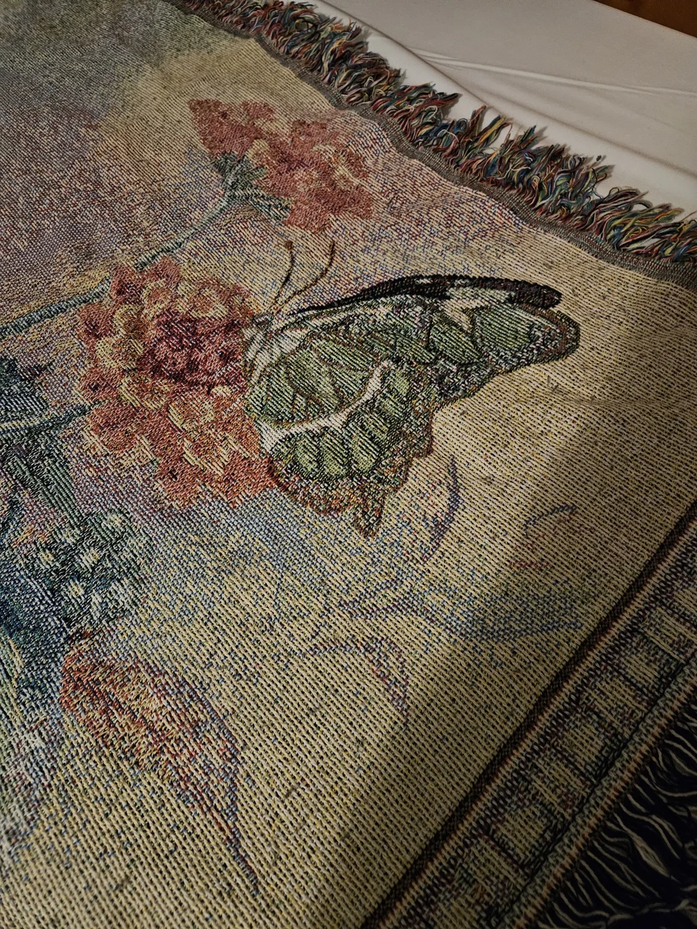 Lena Liu Butterfly Harmony & Flowers Tapestry Afghan Throw Blanket